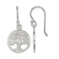 Sterling Silver Polished Filigree Tree Dangle Earrings