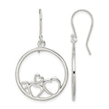 Sterling Silver Rhodium-plated Polished Open Hearts Circle Dangle Earrings