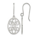 Sterling Silver Polished Filigree Oval Dangle Earrings