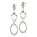 Sterling Silver Polished & Textured Circle & Oval Links Post Dangle Earring