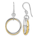 Sterling Silver Rhodium & Gold-Plated Triple Circle Dangle Earrings
