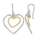 Sterling Silver Gold-Plated Double Heart Wire Dangle Earrings