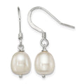 Sterling Silver Polished 7-8mm Freshwater Cultured Pearl Dangle Earrings