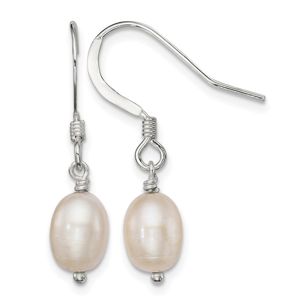 Sterling Silver Polished Pink 6-7mm FWC Pearl Dangle Earrings