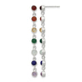Sterling Silver Rhodium Plated Multicolor Quartz Dangle Post Earrings