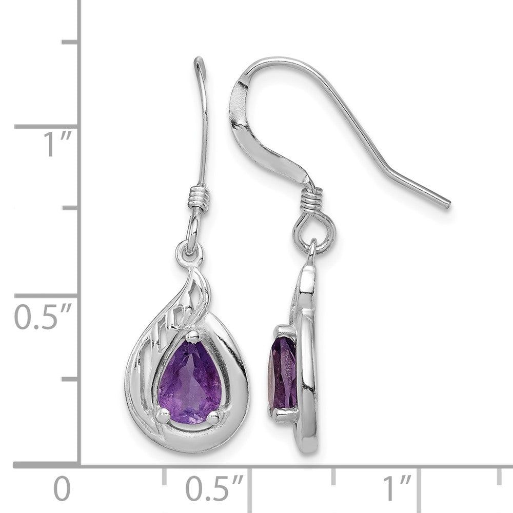 Sterling Silver Amethyst Polished Fancy Dangle Earrings
