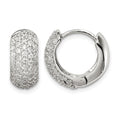 Sterling Silver Rhodium-plated CZ Hinged Hoop Earrings