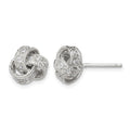 Sterling Silver Rhodium-plated CZ Love Knot Post Earrings