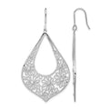 Sterling Silver Rhodium-plated Polished CZ Floral Teardrop Dangle Earrings