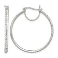 Sterling Silver Rhodium-plated White Preciosa Crystal Hoop Earrings