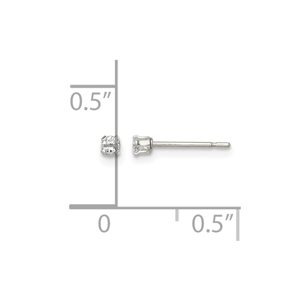 Sterling Silver Polished 2mm Round Snap Set CZ Stud Earrings