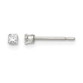 Sterling Silver Polished 2mm Round Snap Set CZ Stud Earrings