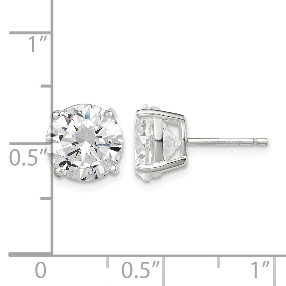 Sterling Silver 9mm Round Basket Set CZ Stud Earrings