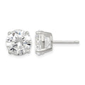 Sterling Silver 9mm Round Basket Set CZ Stud Earrings