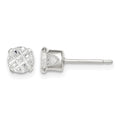 Sterling Silver 5mm Round Snap Set Laser-cut CZ Stud Earrings