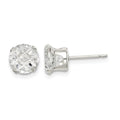 Sterling Silver 7mm Round Snap Set Laser-cut CZ Stud Earrings