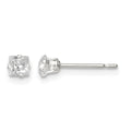 Sterling Silver 3mm Square Snap Set CZ Stud Earrings