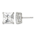 Sterling Silver 10mm Square CZ Basket Set Stud Earrings