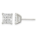 Sterling Silver 6mm Square Cross-cut CZ Basket Set Stud Earrings