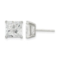 Sterling Silver 7mm Square Cross-cut CZ Basket Set Stud Earrings