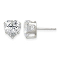 Sterling Silver Polished 8mm Heart Snap Set CZ Stud Earrings