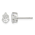 Sterling Silver Polished 6x4mm Pear Snap Set CZ Stud Earrings