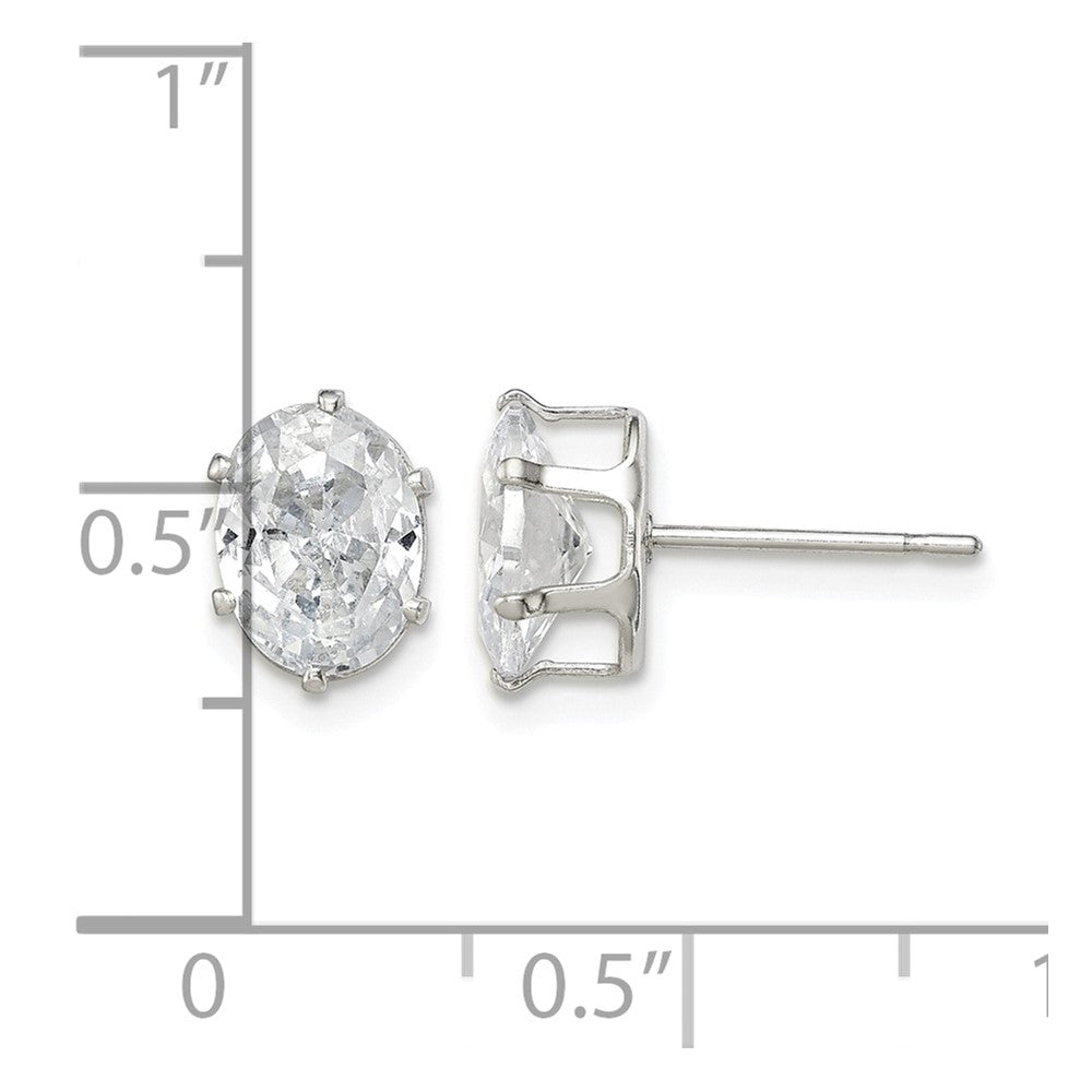 Sterling Silver Polished 8x6mm Oval Snap Set CZ Stud Earrings