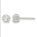 Sterling Silver Polished 5mm Star Basket Set CZ Stud Earrings