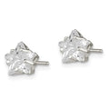 Sterling Silver Polished 7mm Star Basket Set CZ Stud Earrings