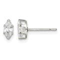 Sterling Silver Polished 6x3mm Marquise Snap Set CZ Stud Earrings