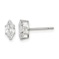 Sterling Silver Polished 7x3.5mm Marquise Snap Set CZ Stud Earrings