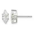 Sterling Silver Polished 8x4mm Marquise Snap Set CZ Stud Earrings