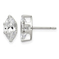 Sterling Silver Polished 10x5mm Marquise Snap Set CZ Stud Earrings