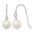 Sterling Silver Rhodium-plated Polished 7-8mm FWC Pearl Dangle Earrings