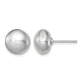 Sterling Silver Rh-plated 10-11mm Grey FWC Button Pearl Earrings