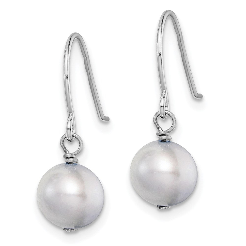 Sterling Silver Rhodium-plated Grey 7-8mm FWC Pearl Dangle Earrings