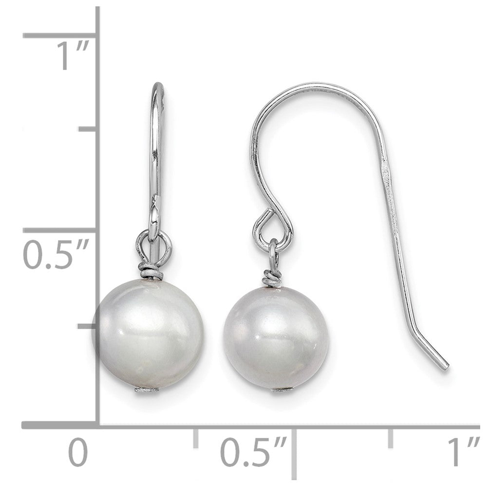Sterling Silver Rhodium-plated Grey 7-8mm FWC Pearl Dangle Earrings