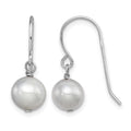 Sterling Silver Rhodium-plated Grey 7-8mm FWC Pearl Dangle Earrings
