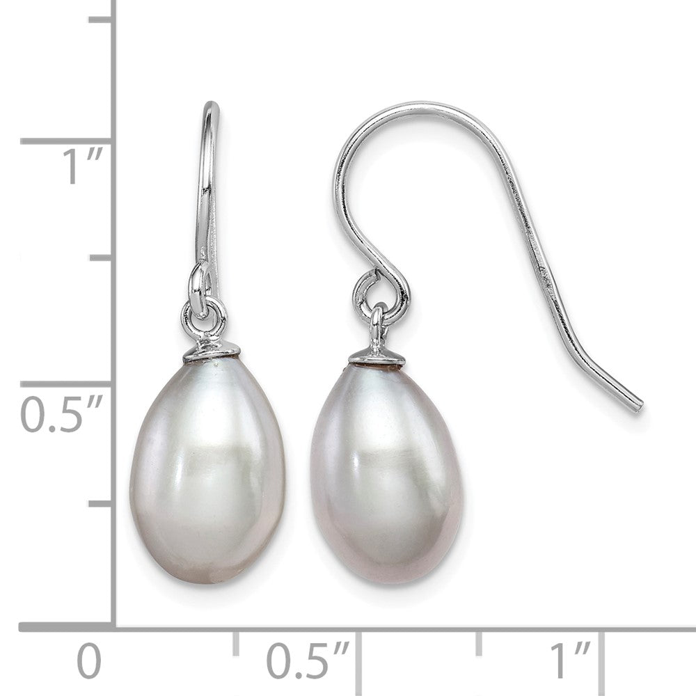 Sterling Silver Rhodium-plated Grey 8-9mm FWC Pearl Dangle Earrings