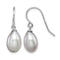 Sterling Silver Rhodium-plated Grey 8-9mm FWC Pearl Dangle Earrings