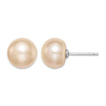 Sterling Silver Rh-plated 10-11mm Pink FW Cultured Button Pearl Earrings