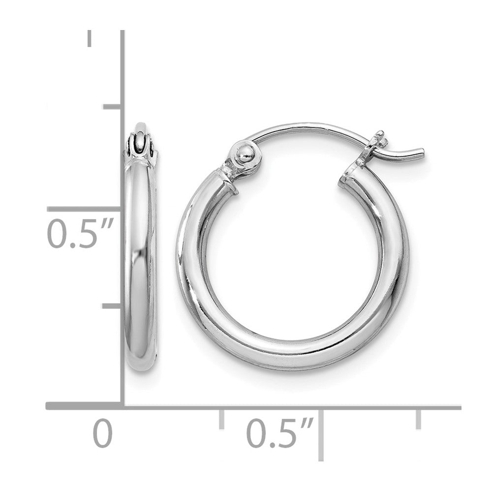 Sterling Silver Rhodium-plated 2mm Round Hoop Earrings