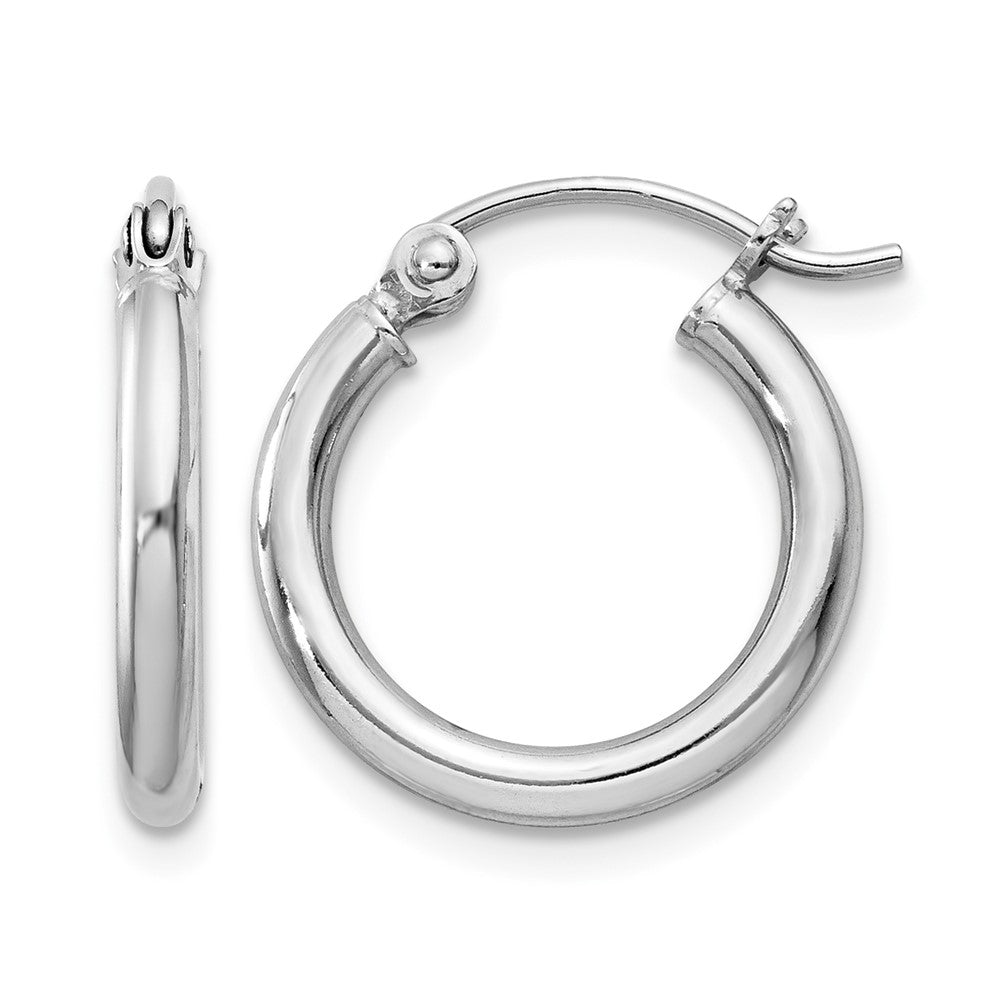Sterling Silver Rhodium-plated 2mm Round Hoop Earrings