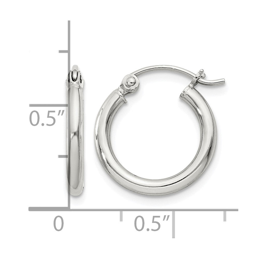 Sterling Silver 2mm Round Hoop Earrings