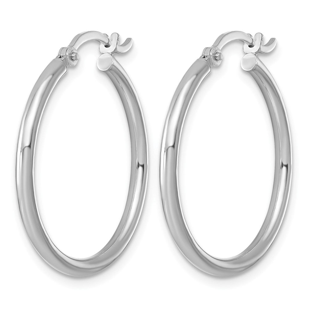 Sterling Silver Rhodium-plated 2mm Round Hoop Earrings