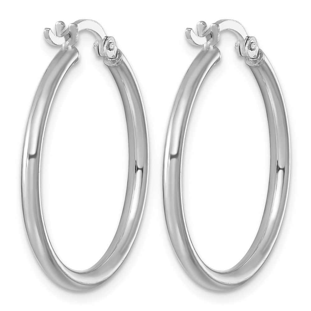 Sterling Silver Rhodium-plated 2mm Round Hoop Earrings