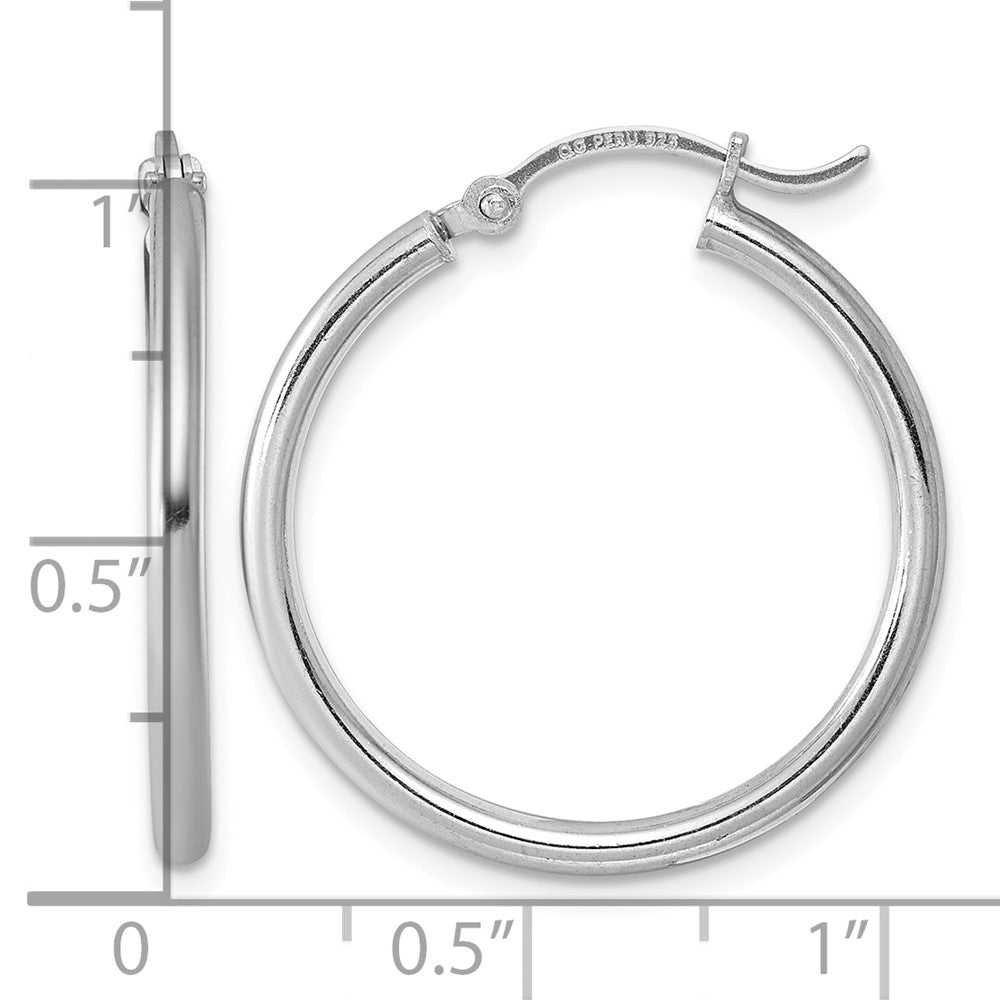 Sterling Silver Rhodium-plated 2mm Round Hoop Earrings