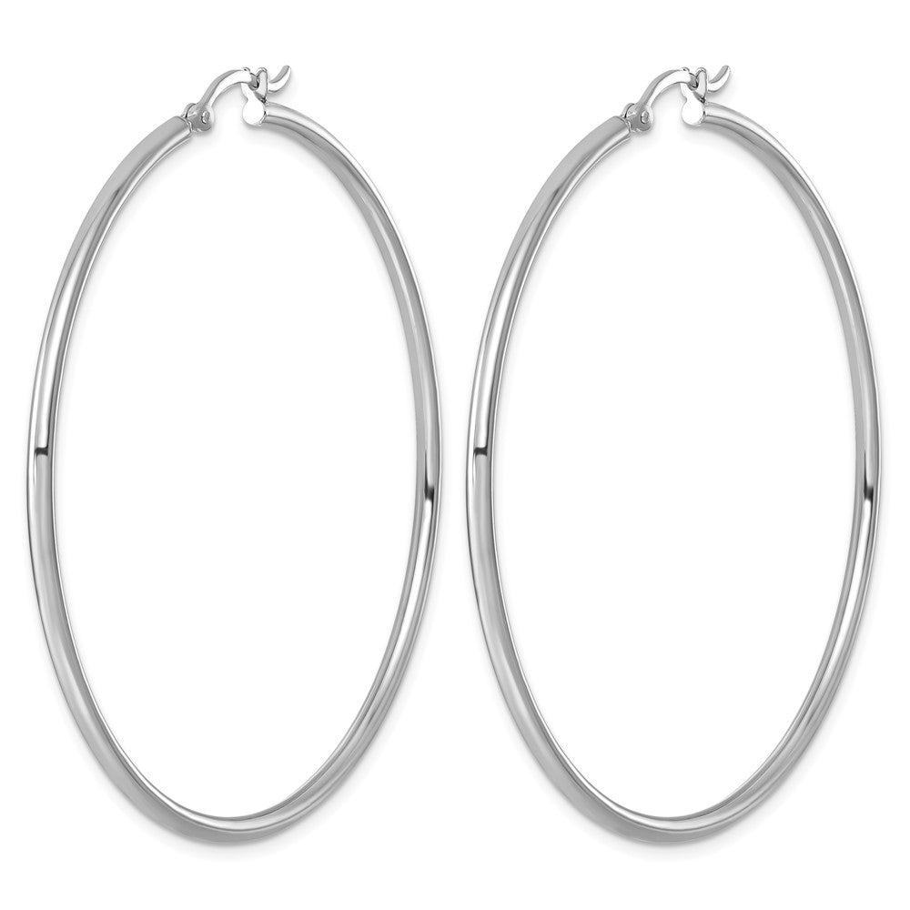 Sterling Silver Rhodium-plated 2mm Round Hoop Earrings