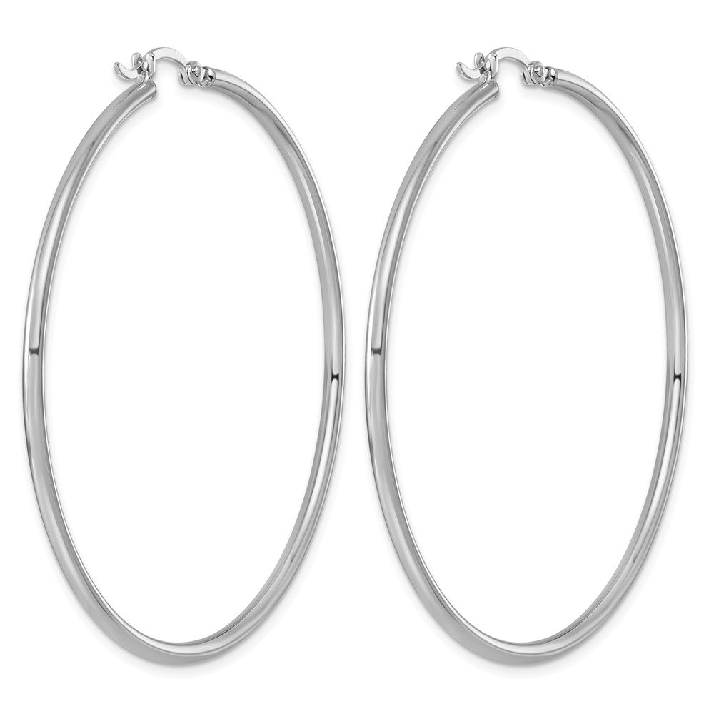Sterling Silver Rhodium-plated 2mm Round Hoop Earrings