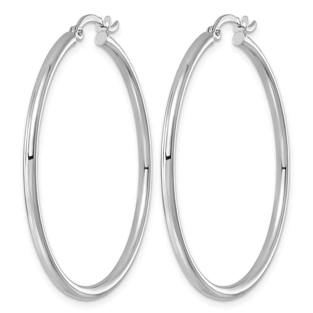 Sterling Silver Rhodium-plated 2mm Round Hoop Earrings
